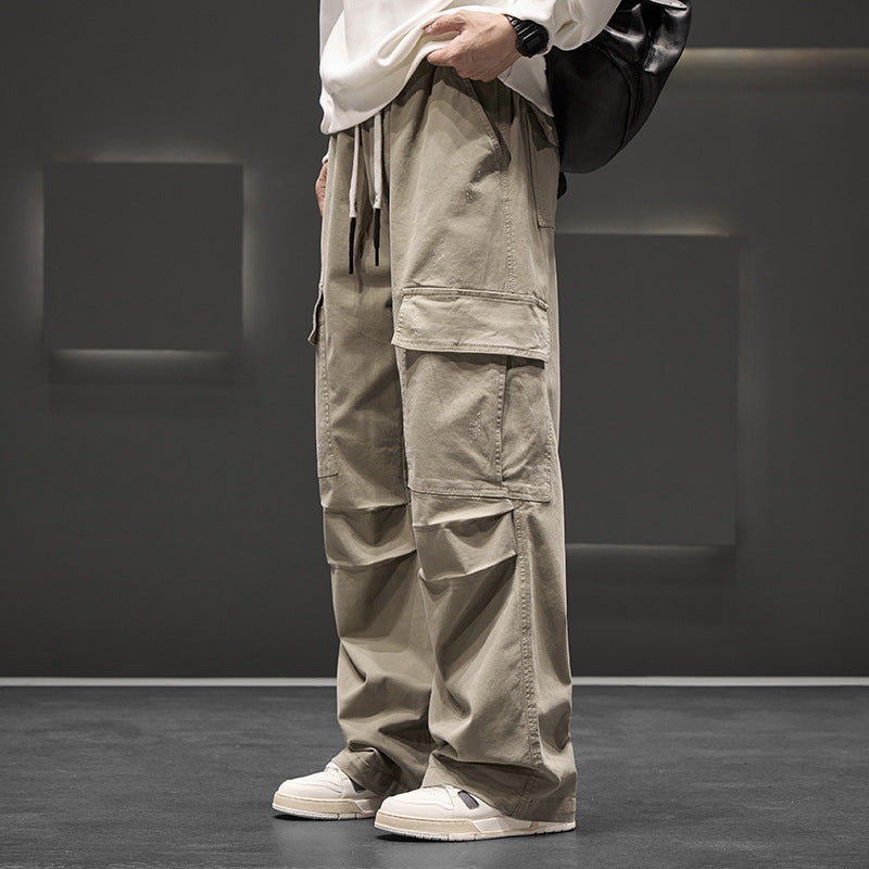 Unisex Straight-Leg Pants Multiple Pockets
