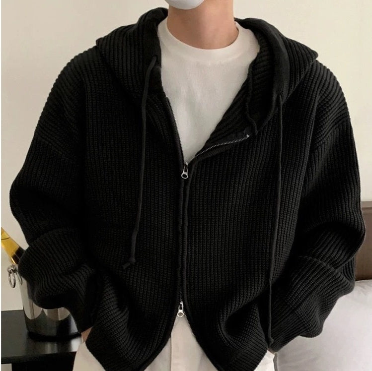 Men’s Zip-Through Cardigan Hoodie Zipper Closure