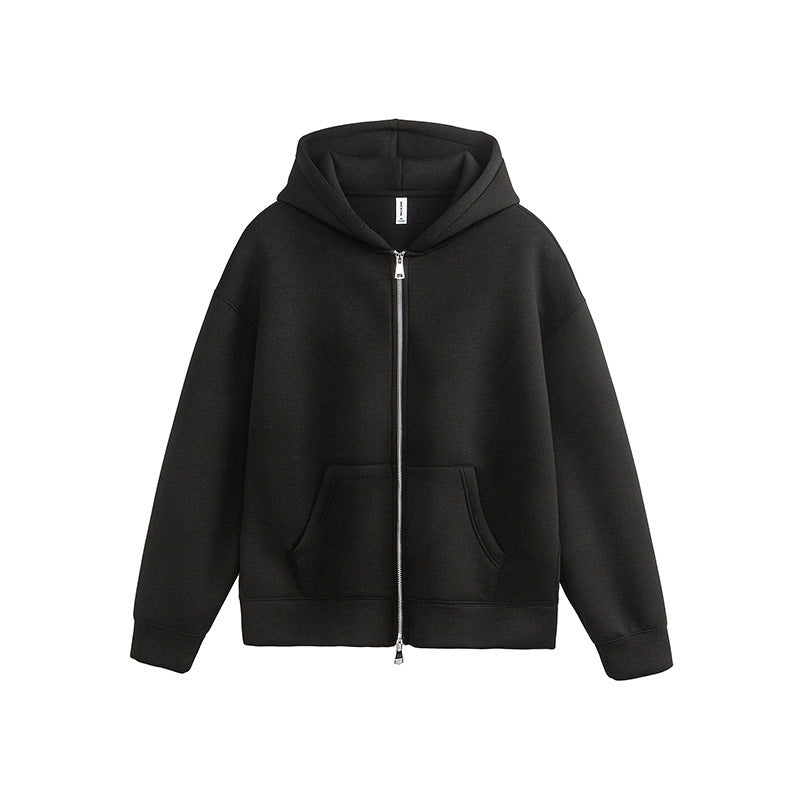 Unisex Loose Fit Zip-Through Jacket Dual Zipper
