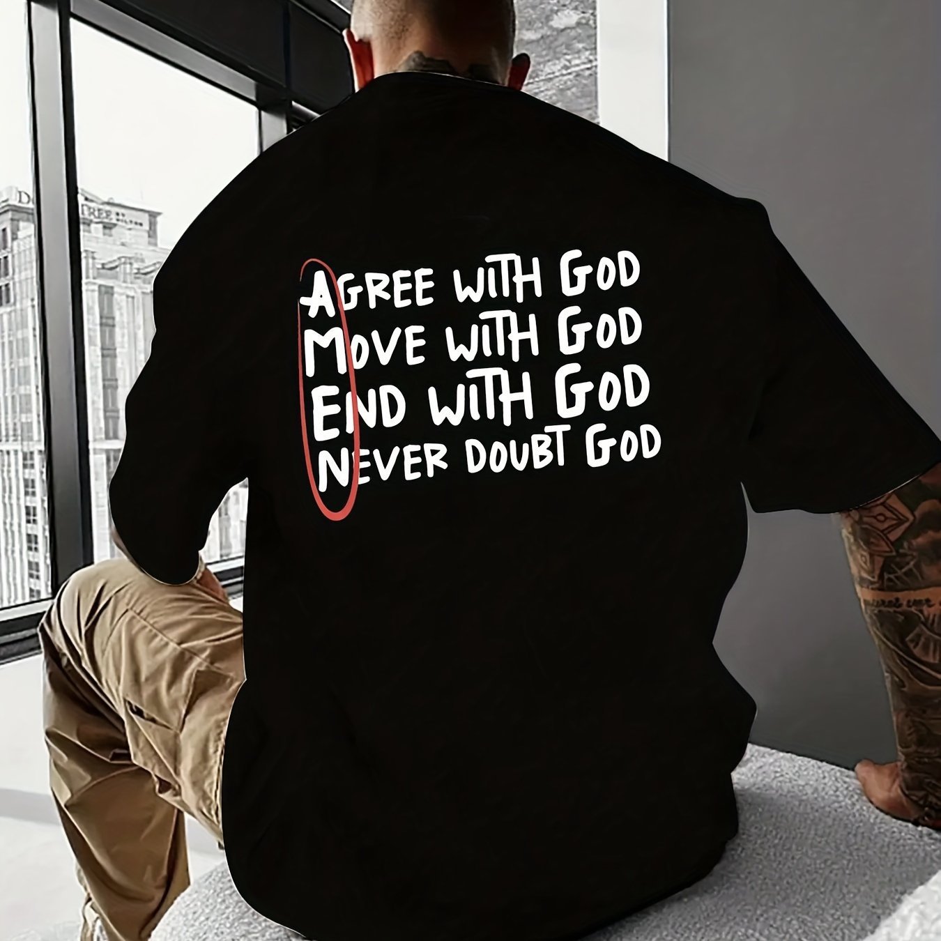 Men’s Loose T-Shirt Graphic Print Back