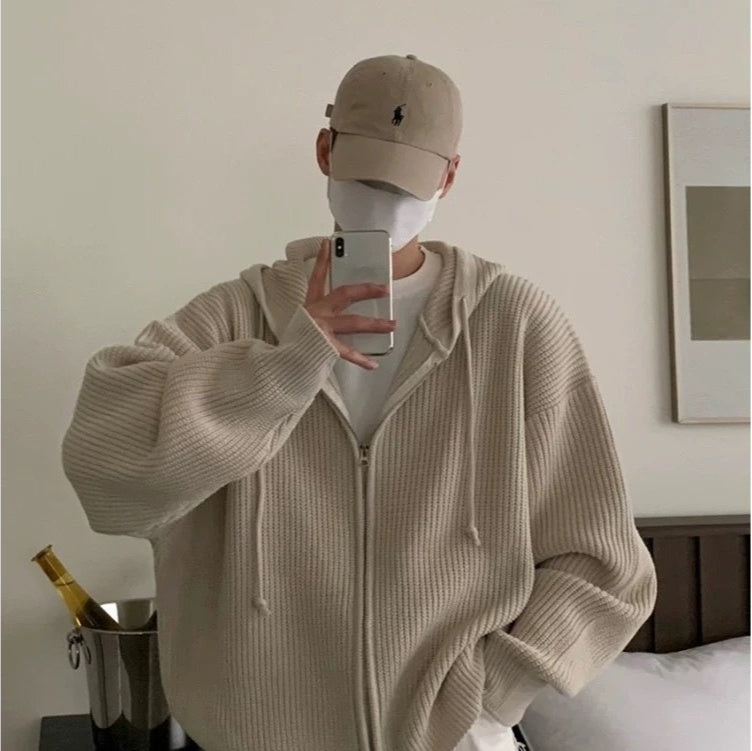 Men’s Zip-Through Cardigan Hoodie Zipper Closure