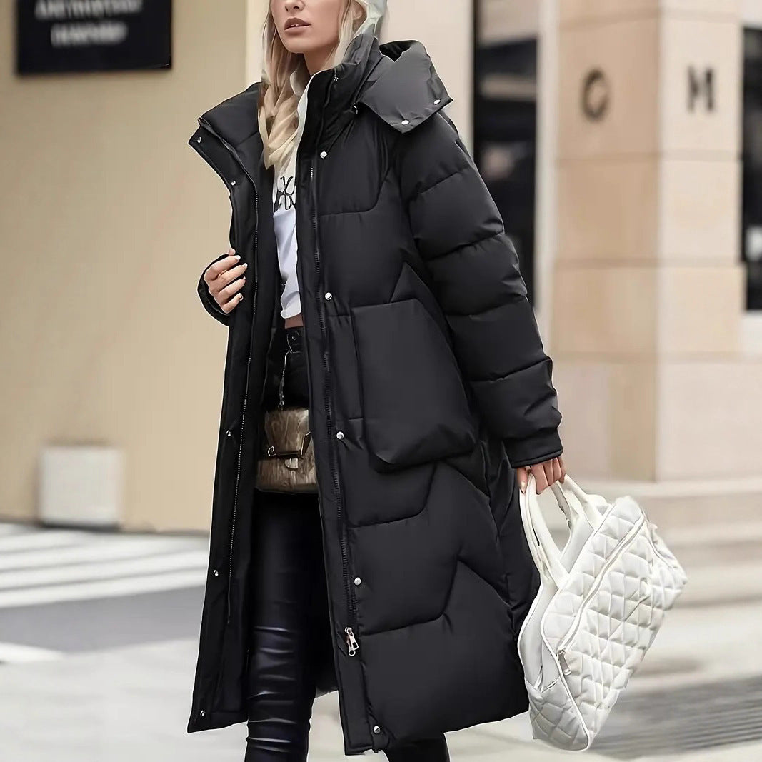 Unisex Regular Fit Coat Quilted with Hood and Multiple Pockets