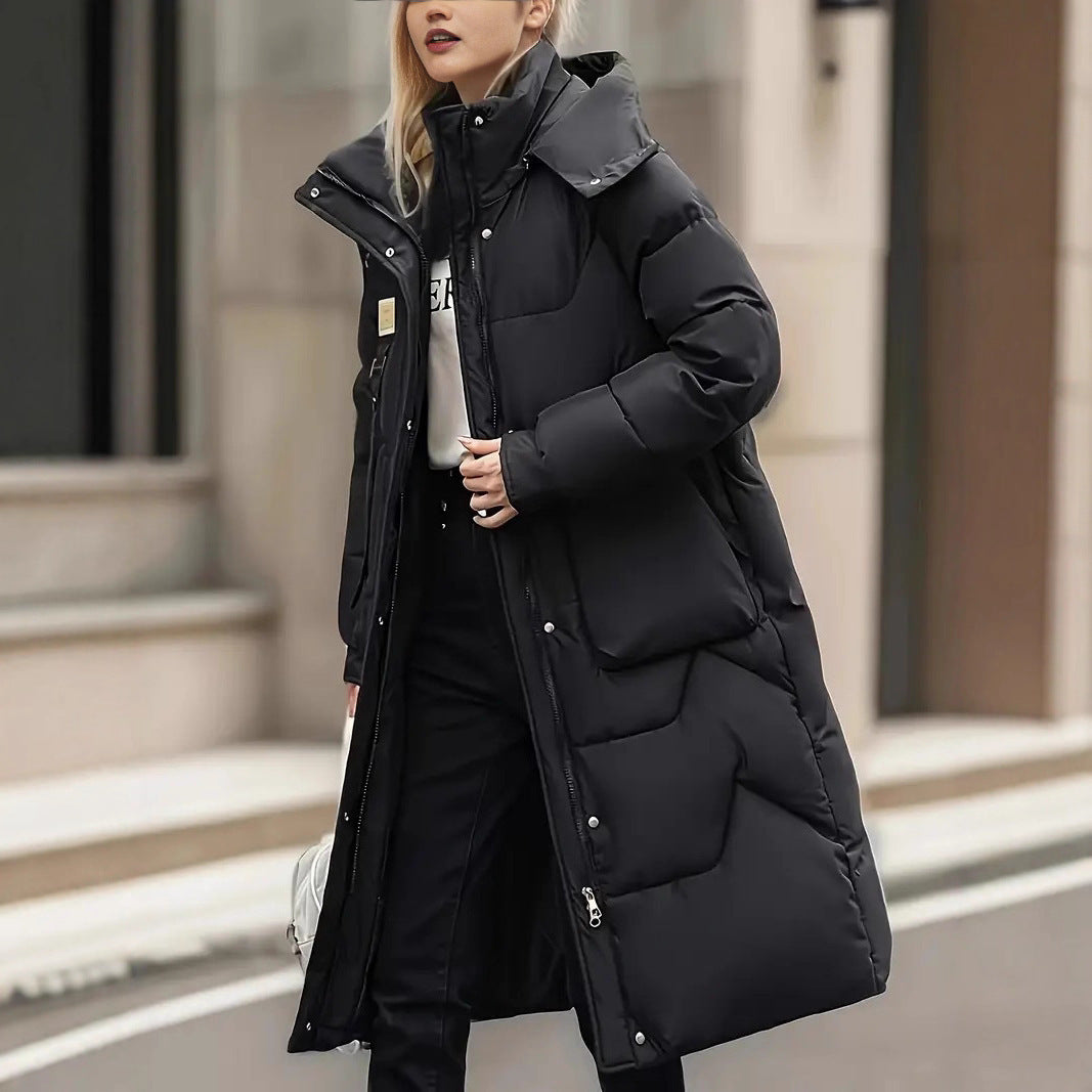 Unisex Regular Fit Coat Quilted with Hood and Multiple Pockets