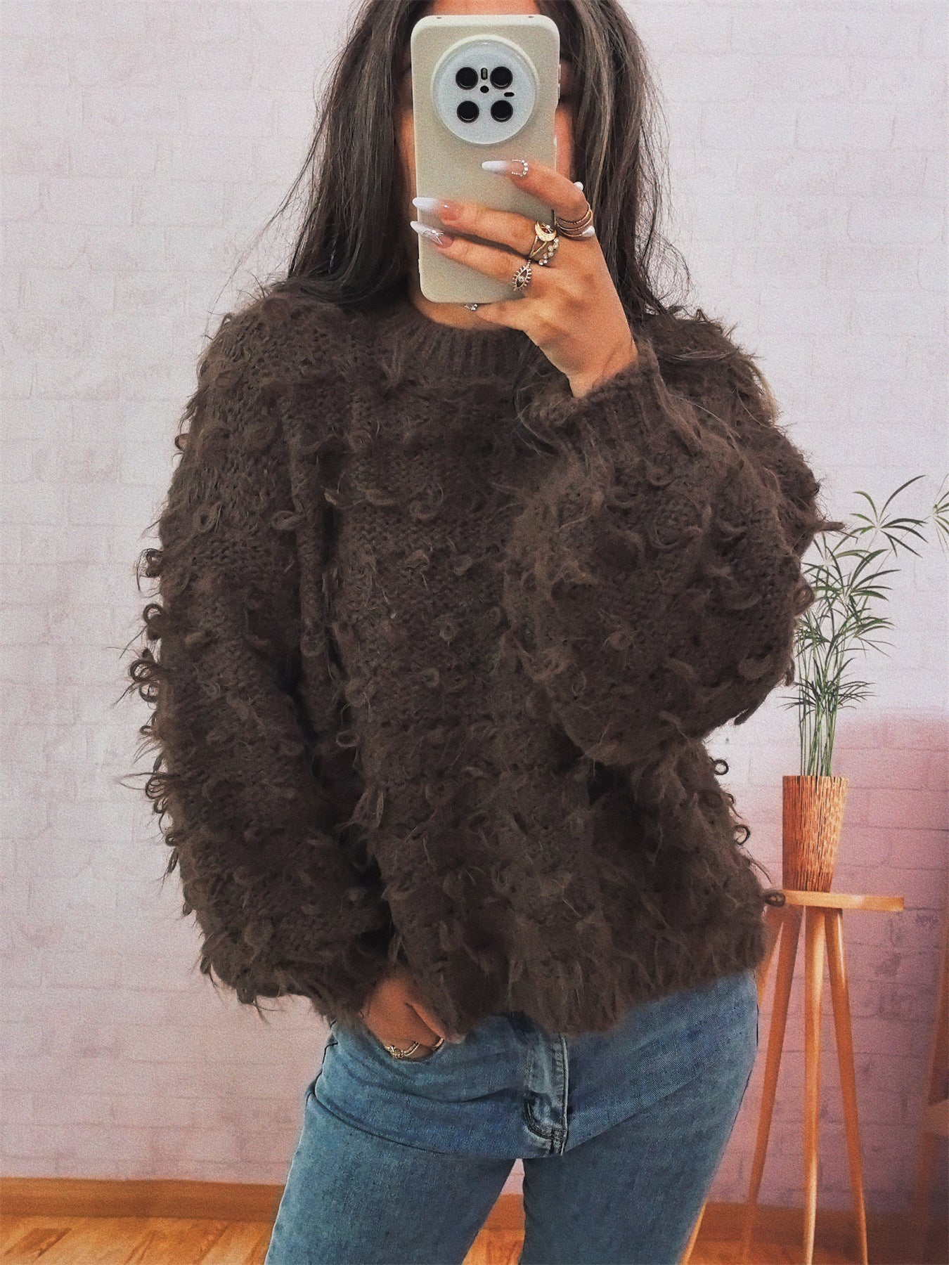 Women’s Thick Knitted Round-neck Loose Sweater