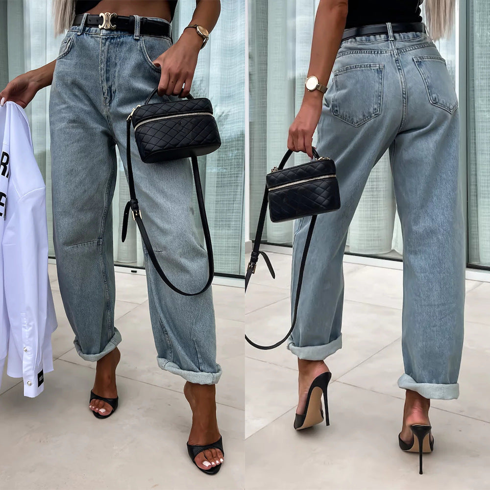 Unisex Straight-Leg Jeans Distressed Detail