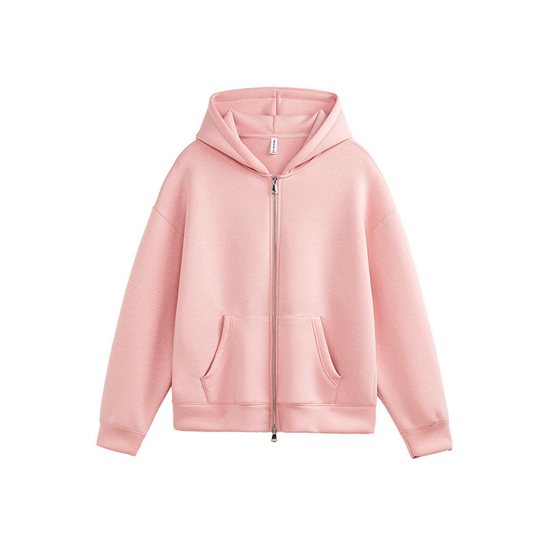 Unisex Loose Fit Zip-Through Jacket Dual Zipper