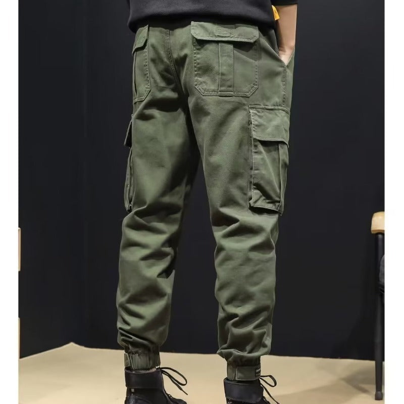 Unisex Tapered Pants Multiple Pockets