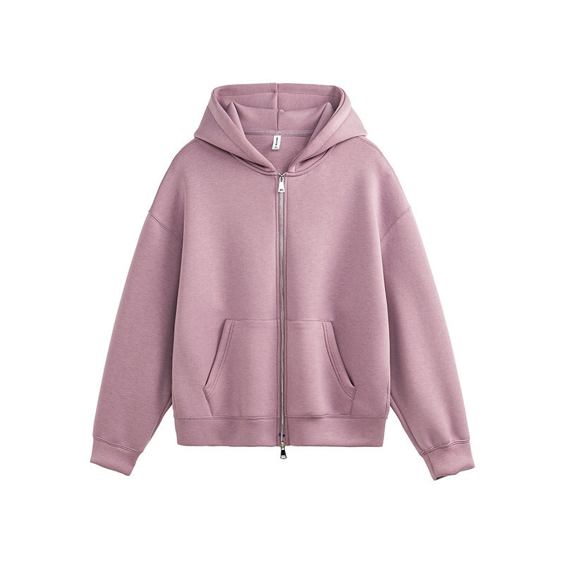 Unisex Loose Fit Zip-Through Jacket Dual Zipper
