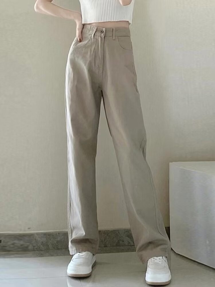 Women’s Straight-Leg Pants High Waist Multiple Pockets