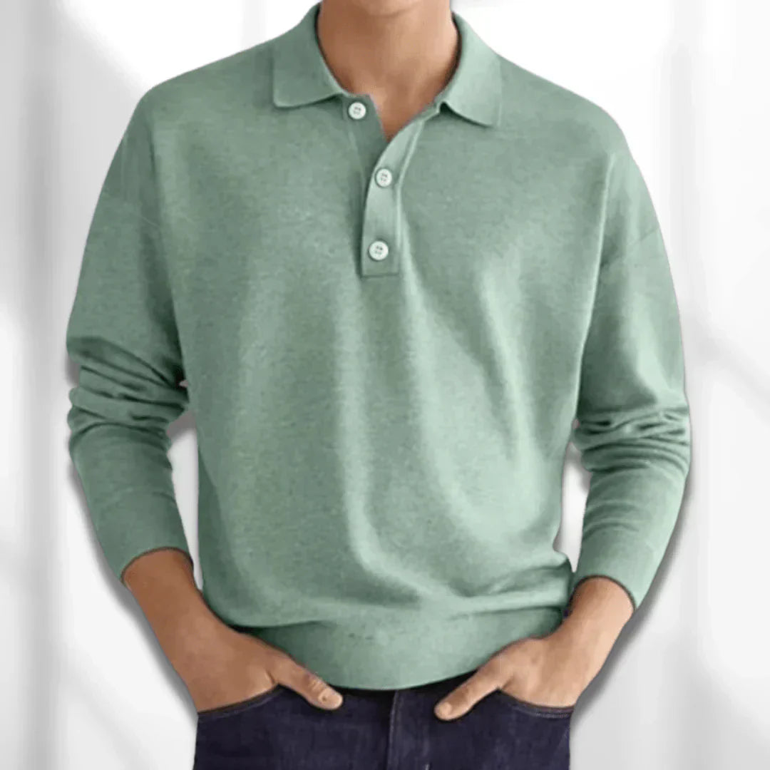 Men’s long-sleeve knit polo shirt