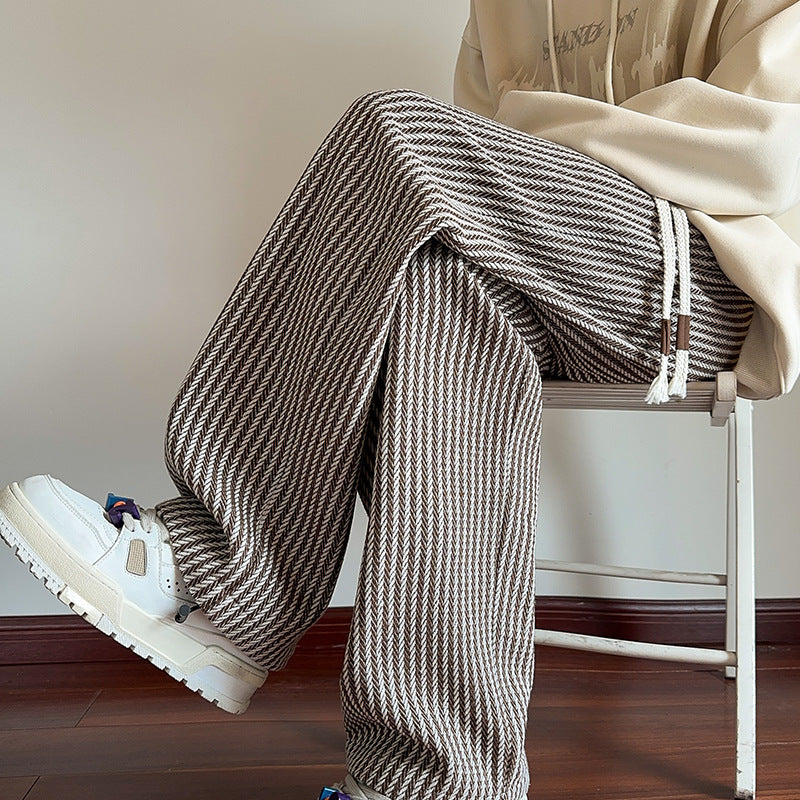 Unisex Straight-Leg Pants Adjustable Drawstring Waist
