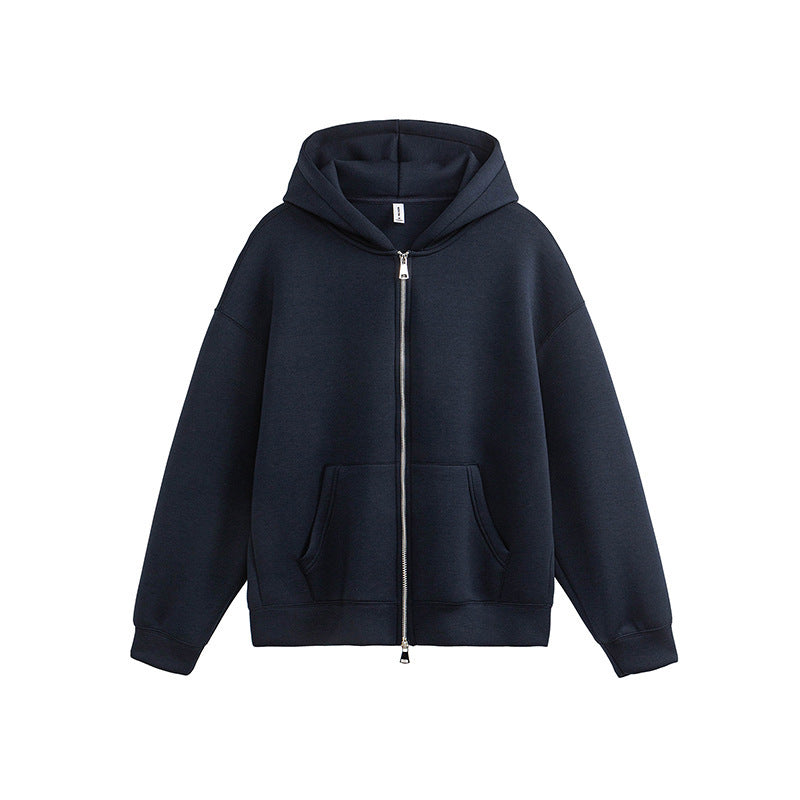 Unisex Loose Fit Zip-Through Jacket Dual Zipper