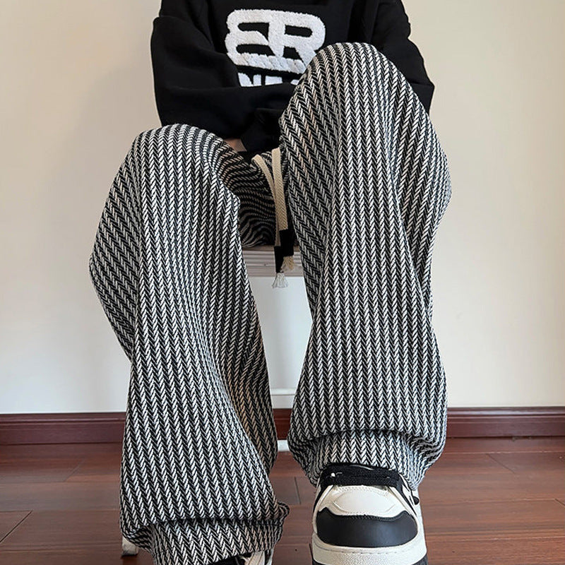 Unisex Straight-Leg Pants Adjustable Drawstring Waist