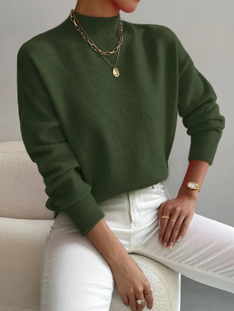 Women’s Knitted Pullover Sweater with Long Sleeves