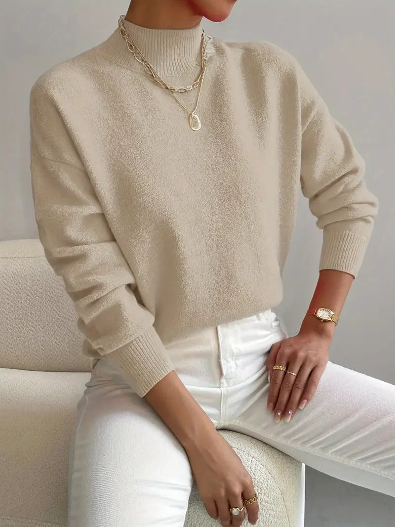Women’s Knitted Pullover Sweater with Long Sleeves