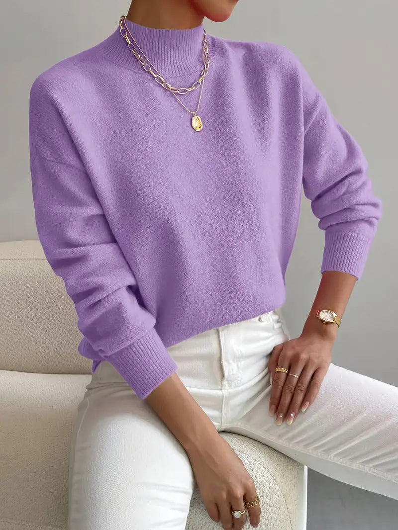 Women’s Knitted Pullover Sweater with Long Sleeves