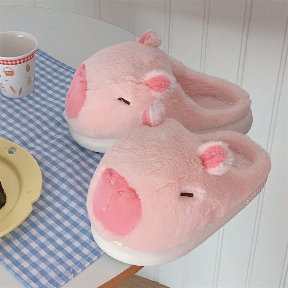 Women’s Slip-On Slippers Plush Motif