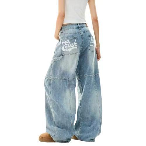 Women’s High-waist Wide-leg Printed Jeans