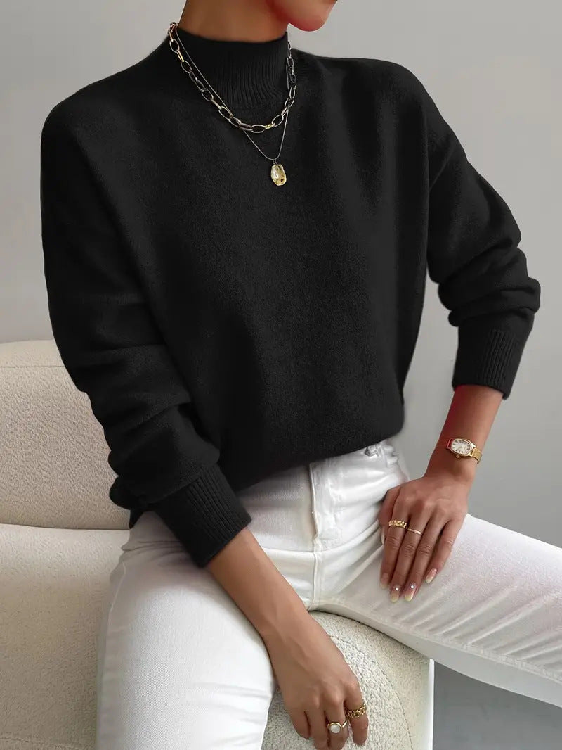 Women’s Knitted Pullover Sweater with Long Sleeves
