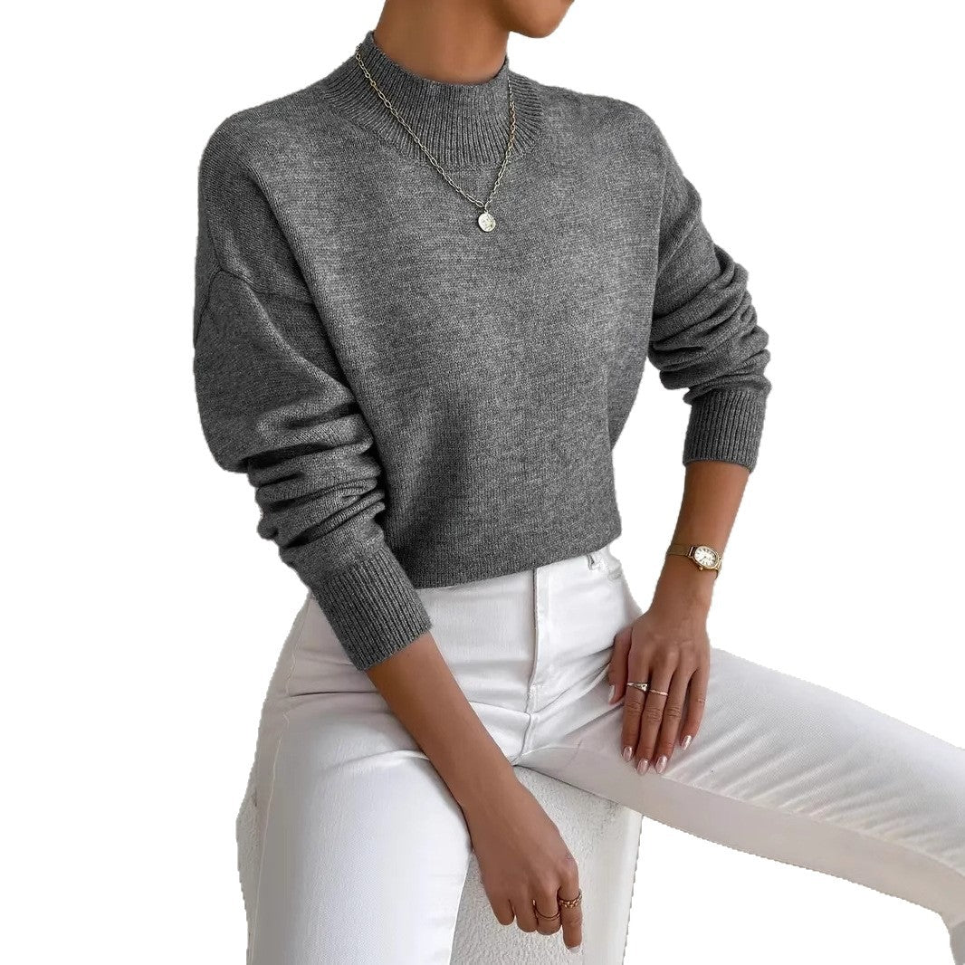 Women’s Knitted Pullover Sweater with Long Sleeves