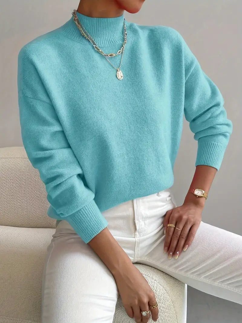 Women’s Knitted Pullover Sweater with Long Sleeves