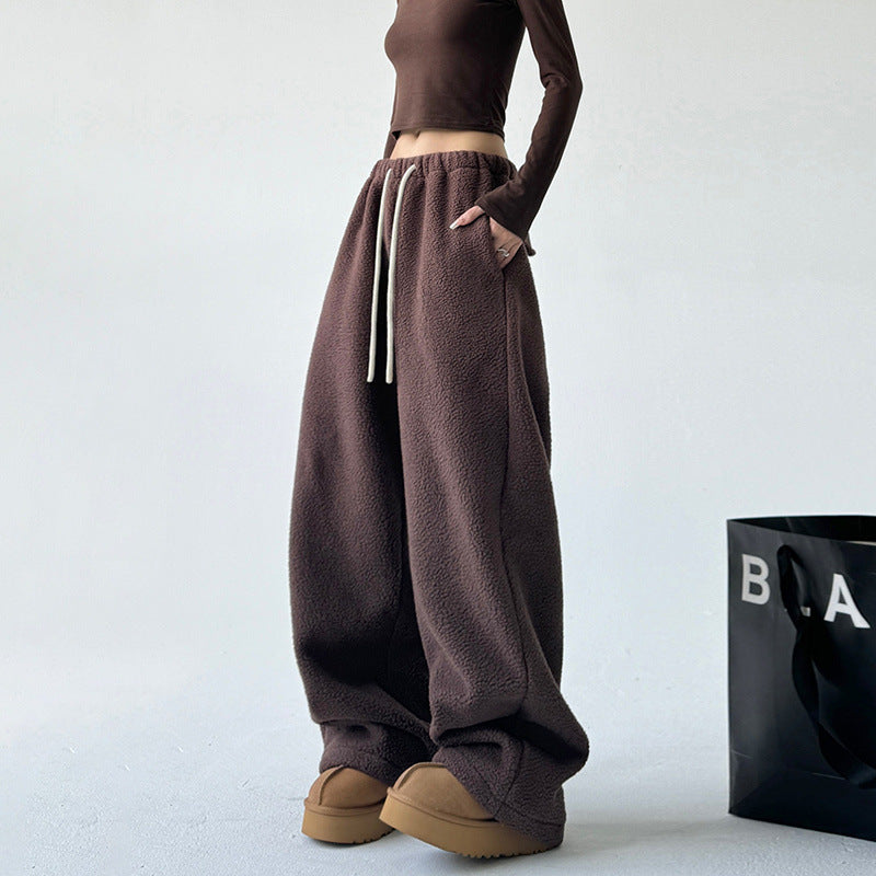 Women’s Cashmere Wide-leg Loose Pants for Winter