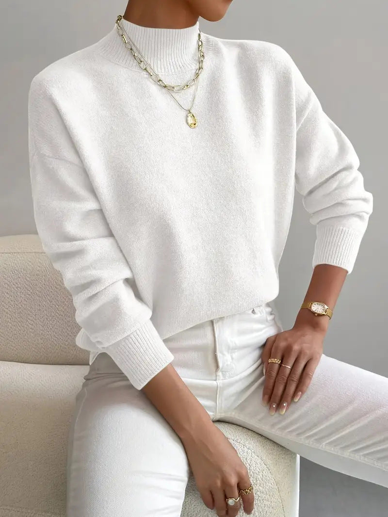 Women’s Knitted Pullover Sweater with Long Sleeves