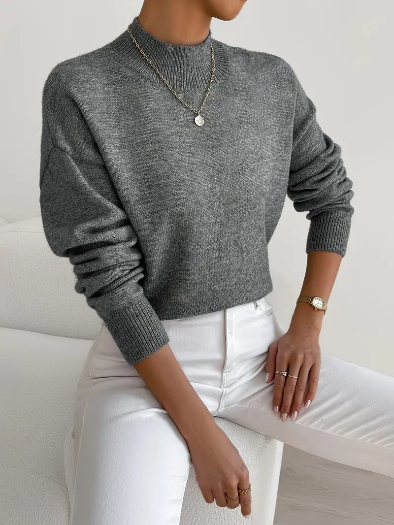 Women’s Knitted Pullover Sweater with Long Sleeves