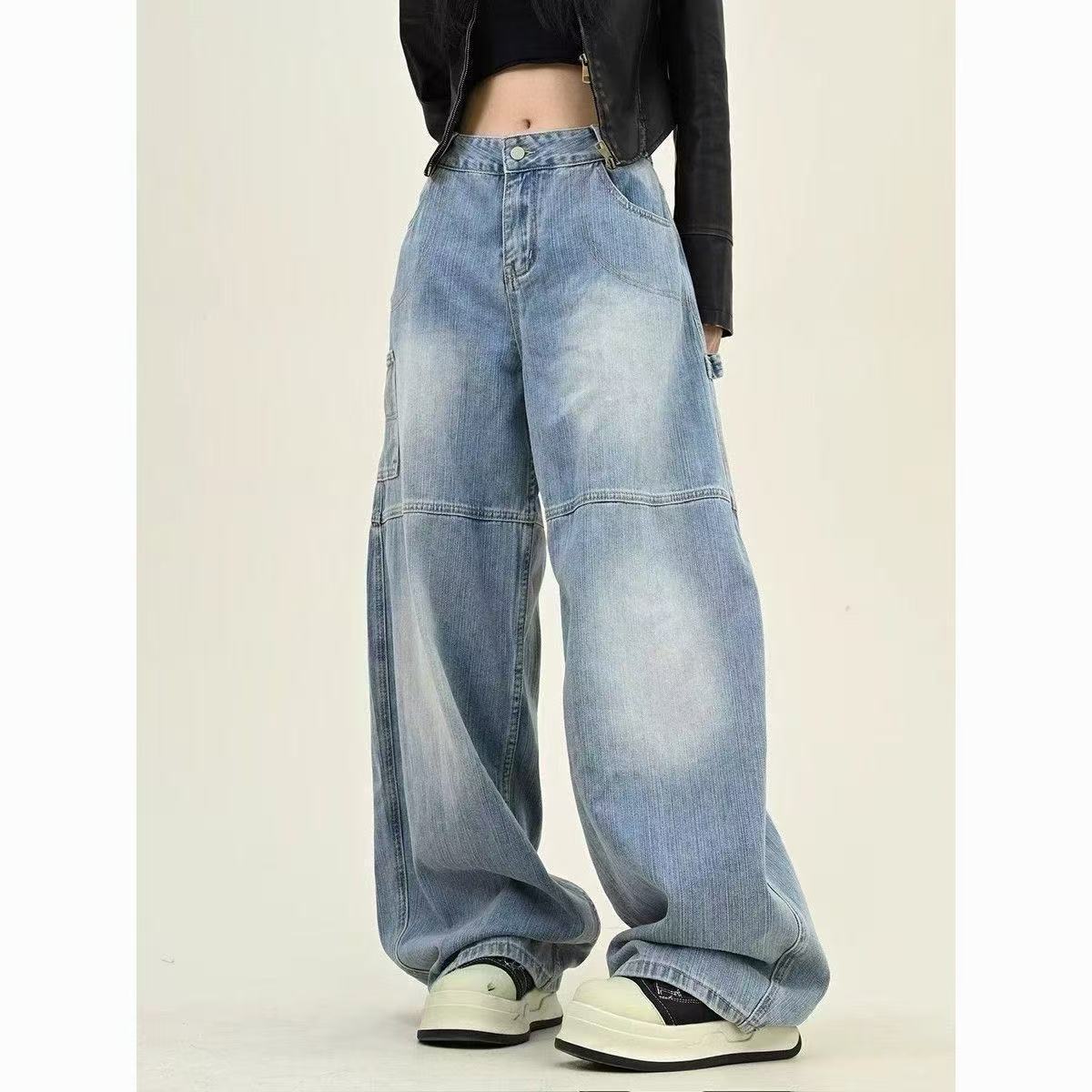 Women’s High-waist Wide-leg Printed Jeans