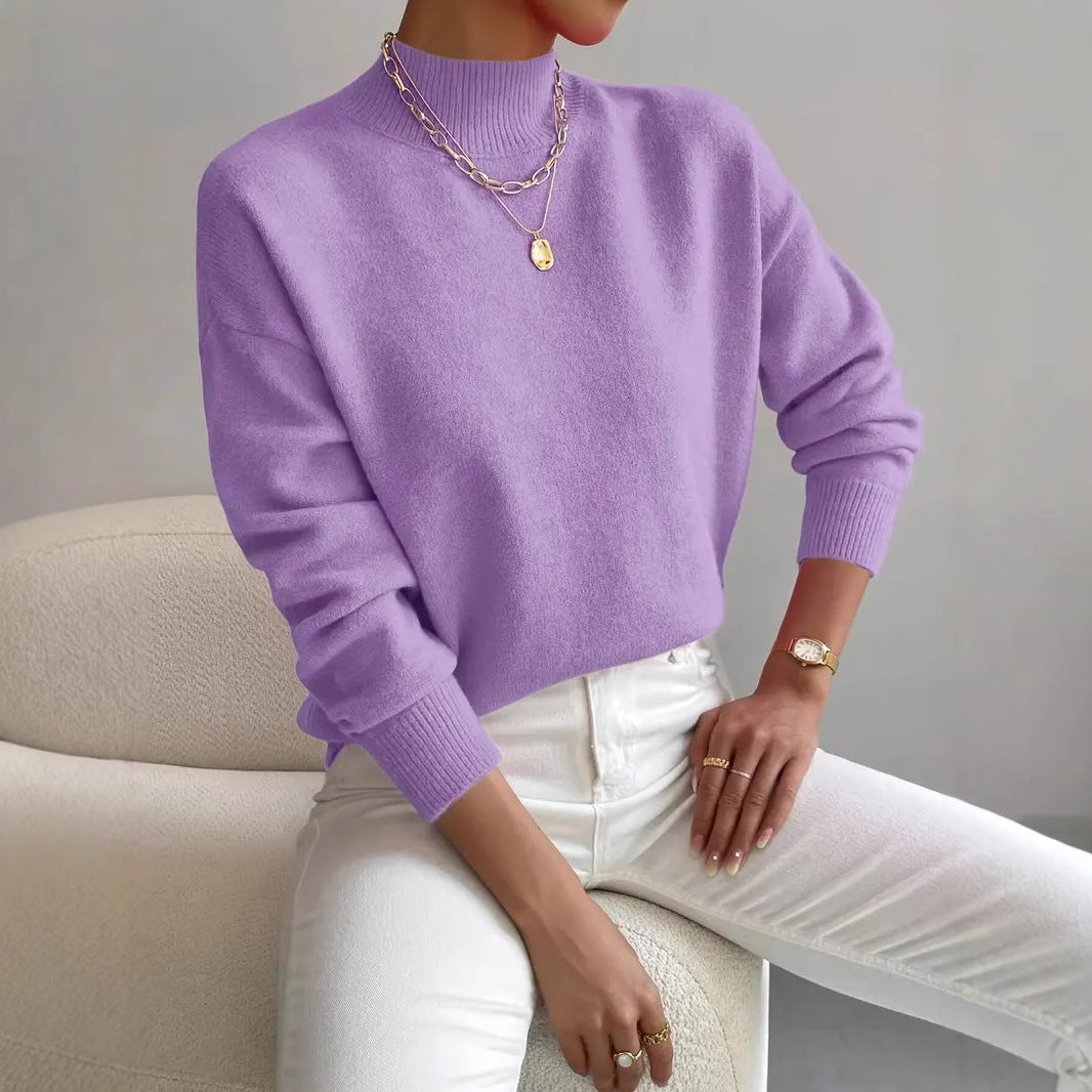 Women’s Knitted Pullover Sweater with Long Sleeves
