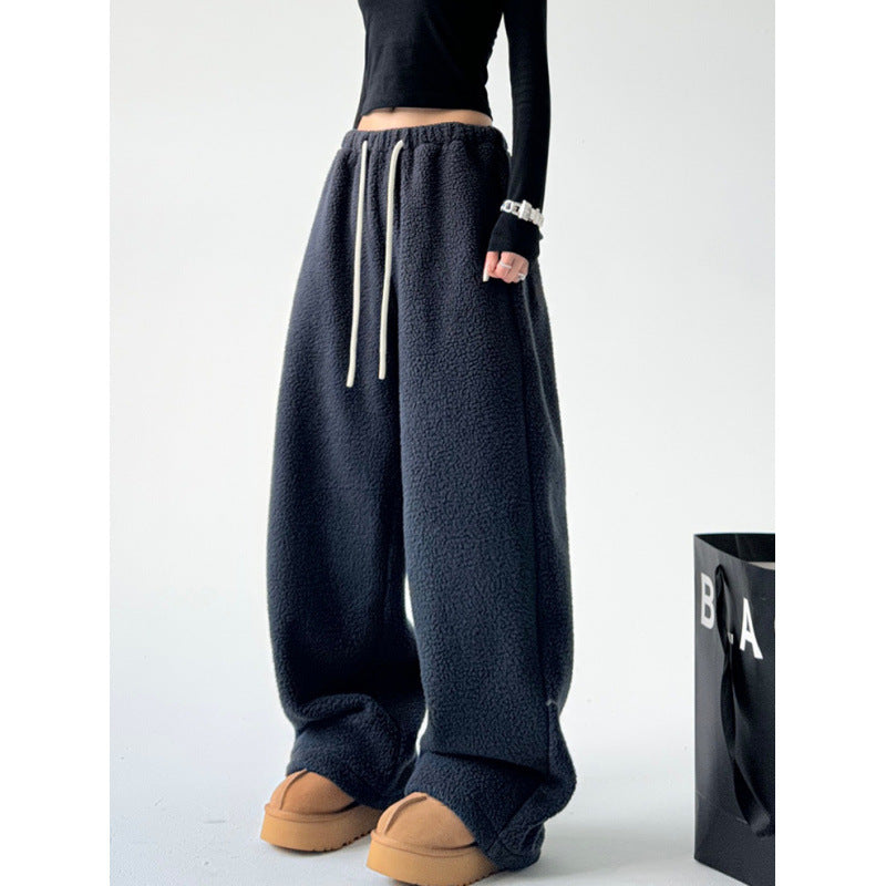 Women’s Cashmere Wide-leg Loose Pants for Winter