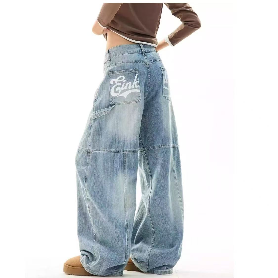 Women’s High-waist Wide-leg Printed Jeans