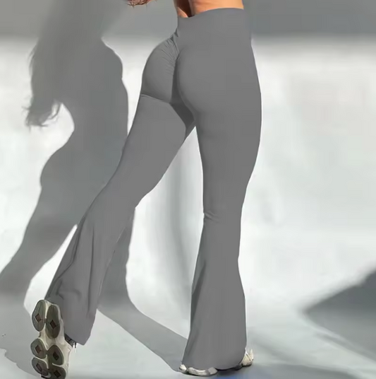 Women's trousers with a slightly flared cut and high waist