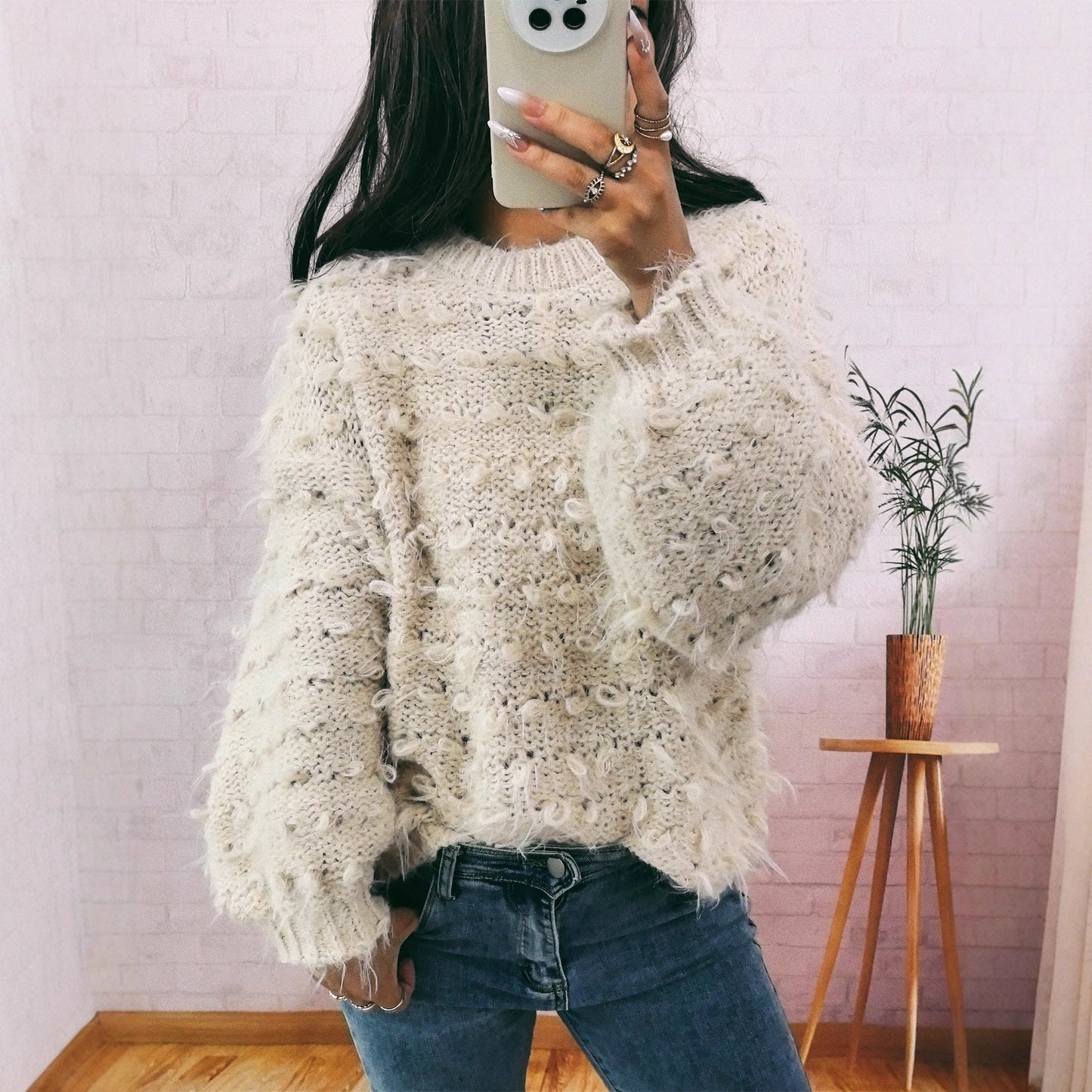 Women’s Thick Knitted Round-neck Loose Sweater