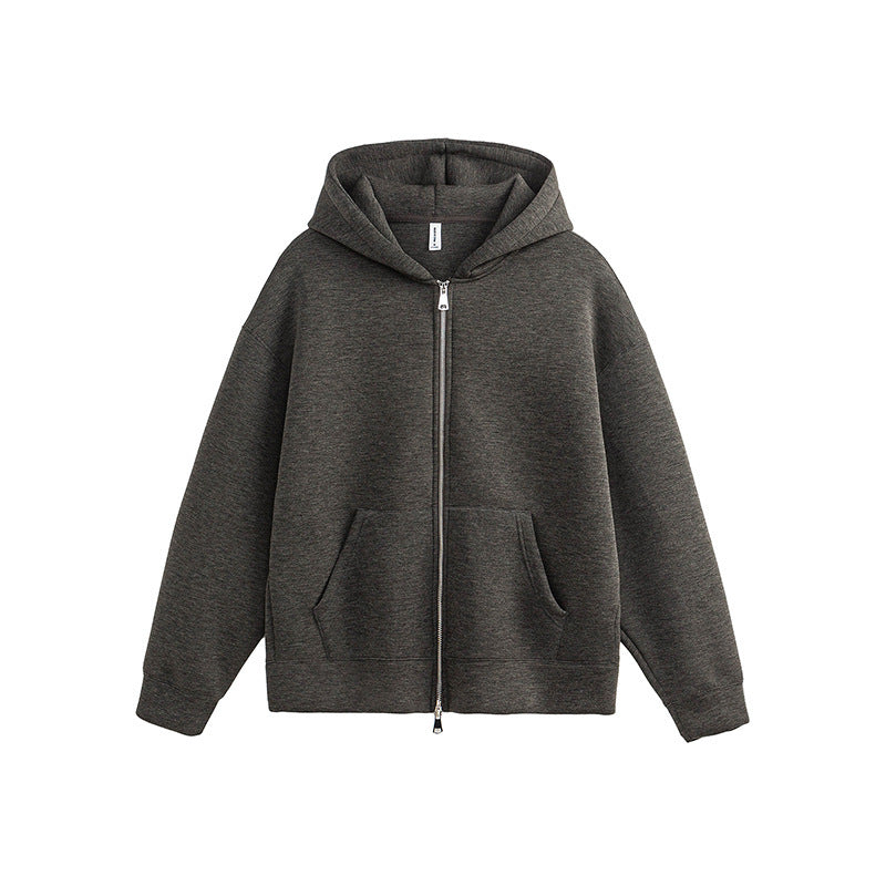 Unisex Loose Fit Zip-Through Jacket Dual Zipper