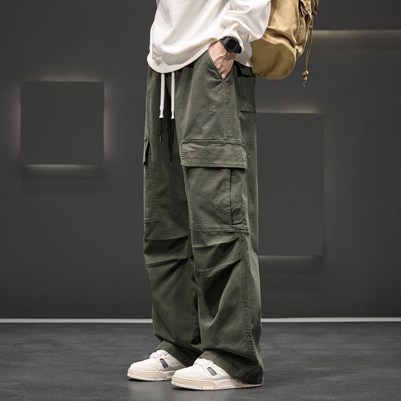 Unisex Straight-Leg Pants Multiple Pockets