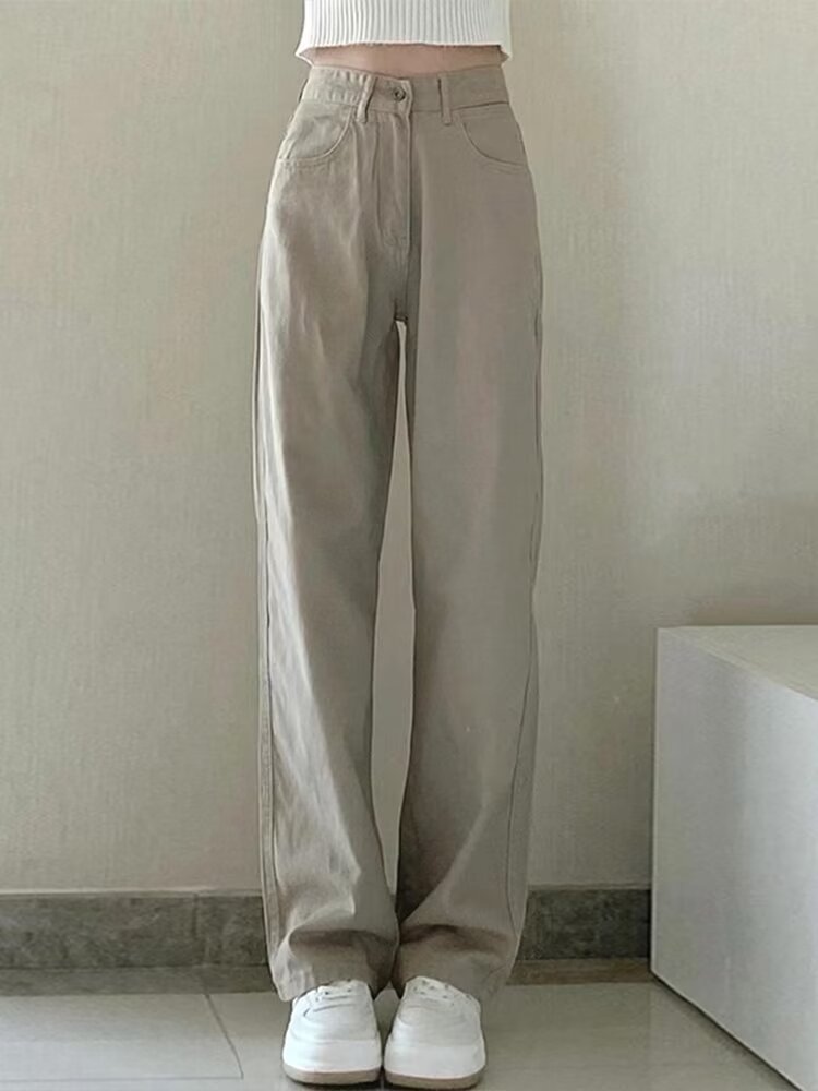 Women’s Straight-Leg Pants High Waist Multiple Pockets