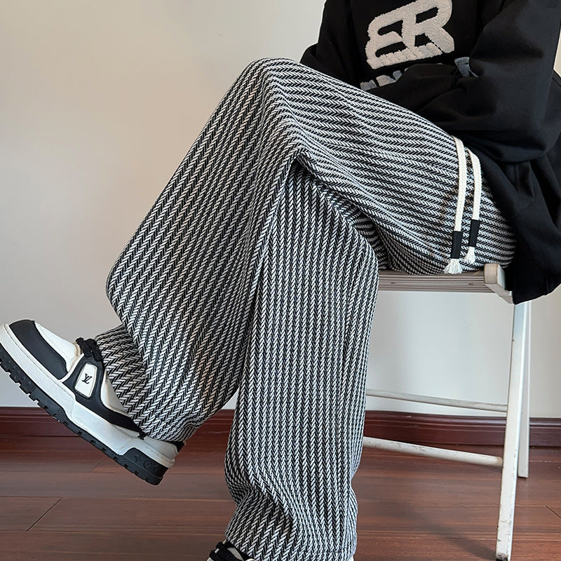Unisex Straight-Leg Pants Adjustable Drawstring Waist