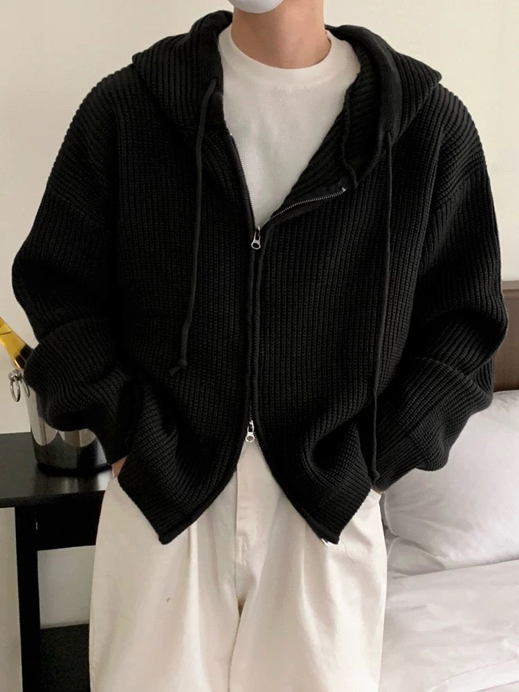 Men’s Zip-Through Cardigan Hoodie Zipper Closure