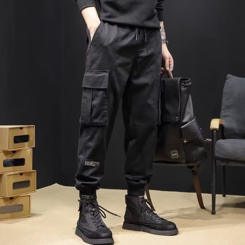 Unisex Tapered Pants Multiple Pockets