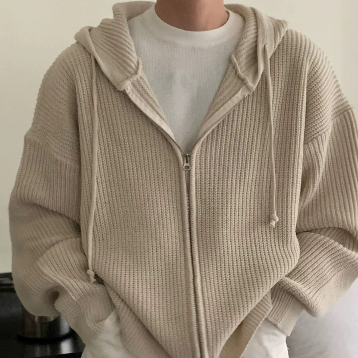 Men’s Zip-Through Cardigan Hoodie Zipper Closure