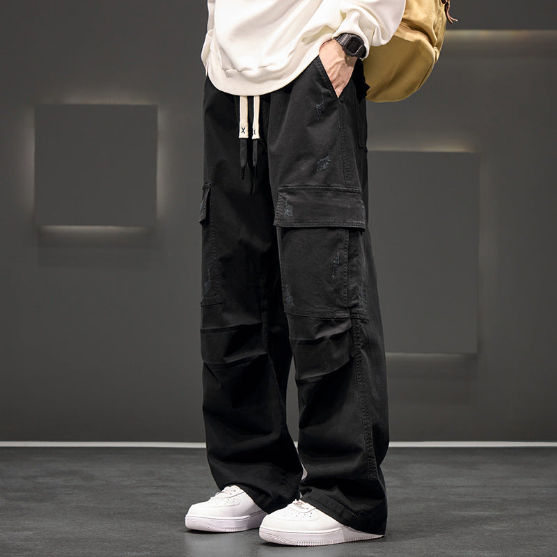 Unisex Straight-Leg Pants Multiple Pockets