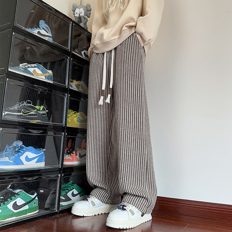 Unisex Straight-Leg Pants Adjustable Drawstring Waist
