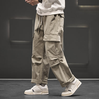 Unisex Straight-Leg Pants Multiple Pockets