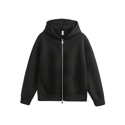 Unisex Loose Fit Zip-Through Jacket Dual Zipper