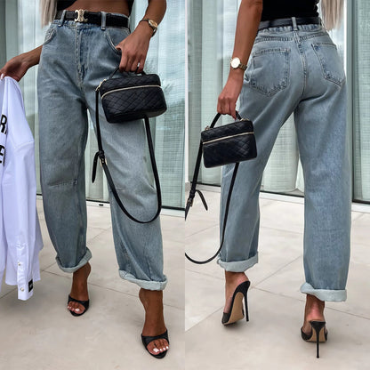 Unisex Straight-Leg Jeans Distressed Detail