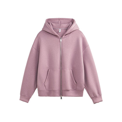 Unisex Loose Fit Zip-Through Jacket Dual Zipper
