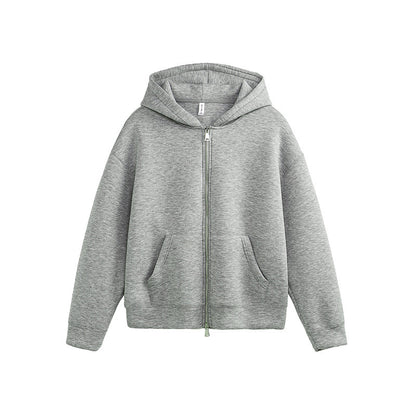 Unisex Loose Fit Zip-Through Jacket Dual Zipper
