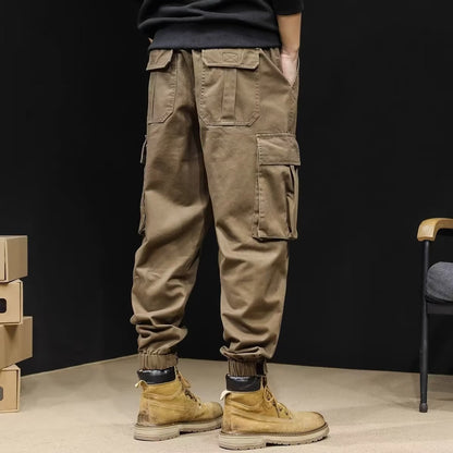 Unisex Tapered Pants Multiple Pockets