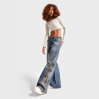 Women’s High-waist Loose-fit Embroidered Jeans